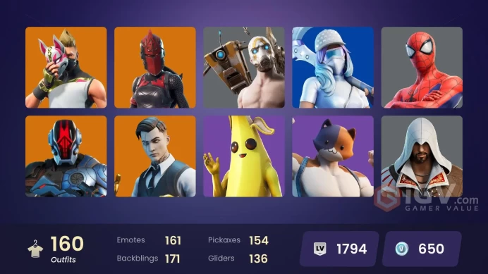 (PC PSN XBOX) 160 skins | LEVIATHAN AXE / LARA CROFT / PSYCHO BANDIT / SON GOKU / Gold Midas | Gold Brutus | Clutch | Spike | Grind | The Priso