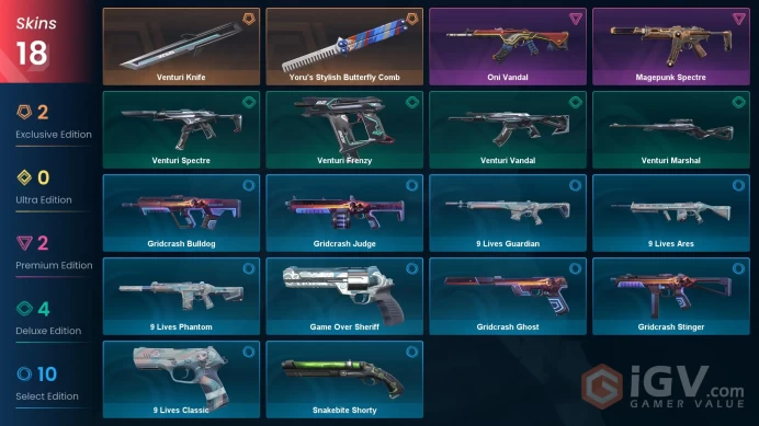 EU | VP 349 | LVL 110 | Yoru's Stylish Butterfly Comb | Venturi Knife | Magepunk Spectre | Oni Vandal | Venturi Frenzy | Venturi Vandal  | V0253