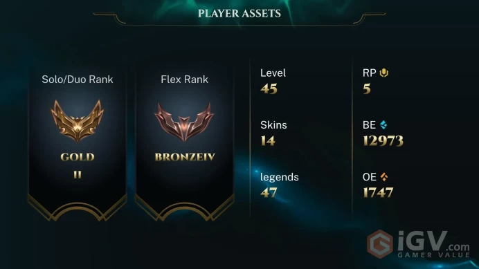 [EUW] Season 2026 - Gold 2 - 0W - 1L - 12K Be - Placements - 16 Skin Shard- Safe - Instant Delivery