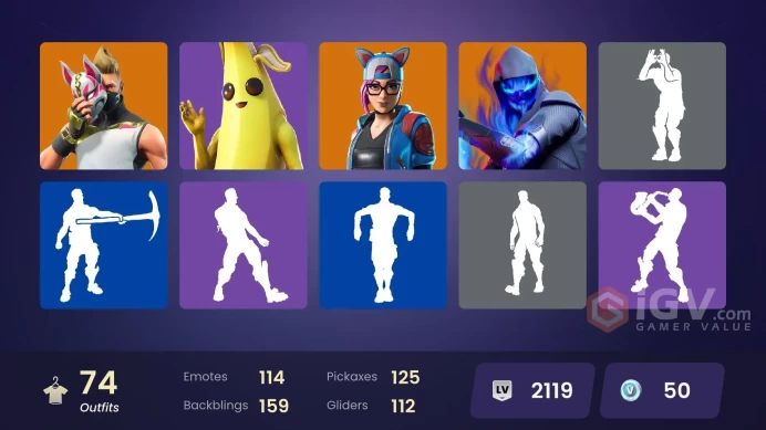 Fortnite Account [PC] 74 skins | The Prisoner | Lynx | Catalyst | Zenith | The Ice King | Ruin | Drift | Fusion | Hybrid | Blackheart | Rippley 