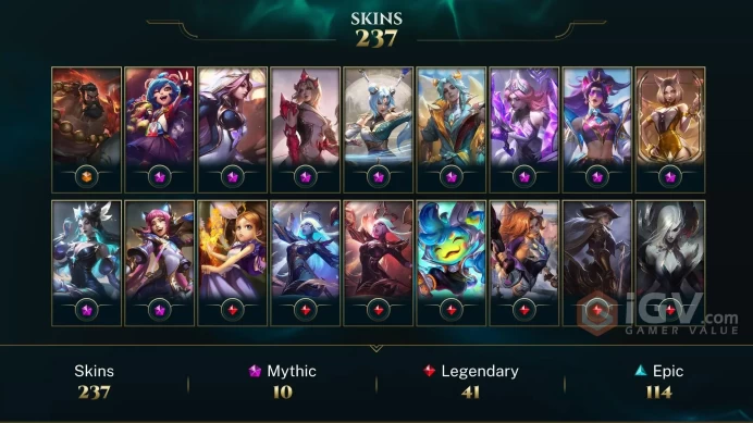 LAS - RANK READY - 172 Champ - 240 Good Skins(1 Ultimate, 10 Mythic, 41 Legendary, 114 Epic) - 81.1K BE -HONOR5 -389 LVL - FULL ACCES - HANDMADE
