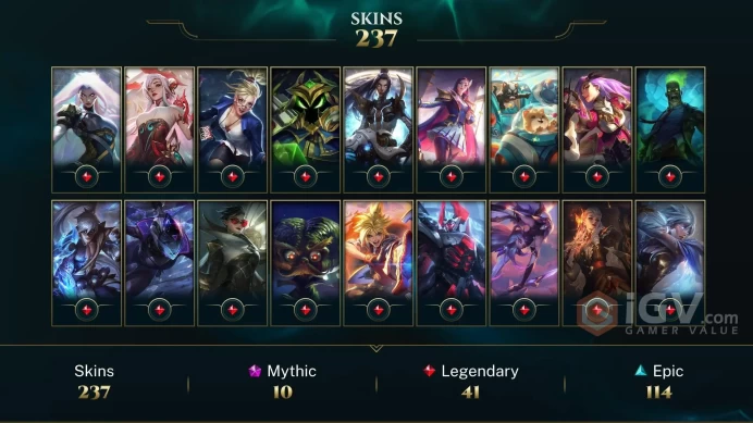 LAS - RANK READY - 172 Champ - 240 Good Skins(1 Ultimate, 10 Mythic, 41 Legendary, 114 Epic) - 81.1K BE -HONOR5 -389 LVL - FULL ACCES - HANDMADE