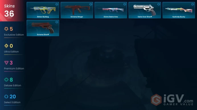 EU | VP 0 | LVL 127 | Striker Knife | Velocity Karambit | RGX 11z Pro Vandal | RGX 11z Pro Blade | RGX 11z Pro Phantom | Reaver Vandal | | V0265