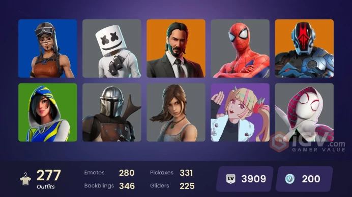 [ALL PLATFORMS]-277 Skin-331 Pickaxe-280 Emotes-158 MAXED STYLE-FULL ACCESS-BEST SELLER-