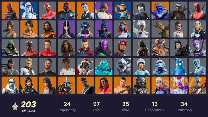 (PC PSN XBOX) 203 skins | LEVIATHAN AXE / LARA CROFT / JOLTARA / RED KNIGHT / Astro Jack | Gold Midas | Gold Brutus | Spike | Predator | Joltara