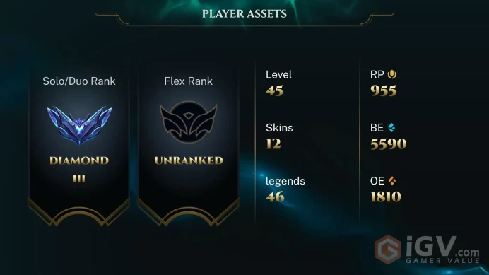 [EUW] S2026 - Split 2 -Diamond 3 - 70 Winrate - +30/-10 LP Gain - 5K Be - 955 RP -Last Split Master -Instant Delivery