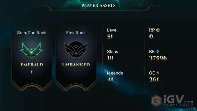 [EUW] S2026 - Split 2 - Emerald 1 - 62 Winrate - 37K Be - Honor 5 - Safe - Instant Delivery