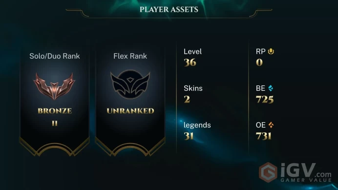 EUW S16 Bronze II (0 LP) Champs:31 Instant delivery BE: 725 Honor lvl:3 Unverified e-mail smurf lvl 30 ranked ready New sezon 2026