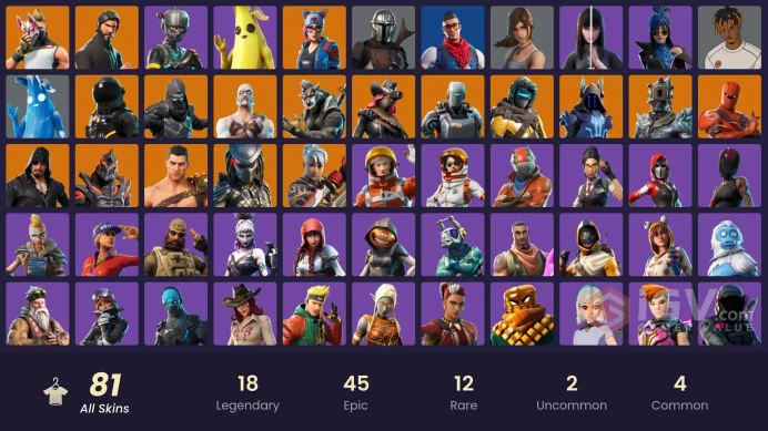 81 skins/full access/the reaper/take the l/elite agent/mako/f banner/battle bus banner/rage/it's vibe/buckets