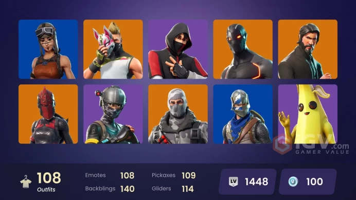 [PC/XBOX] 108 skins | Renegade Raider | IKONIK | The Reaper | Blue Squire | Royale Knight | Elite Agent | Blue Striker | 100 VB