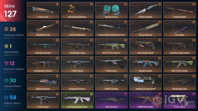 [EU] Valorant 127 Skins Full Access