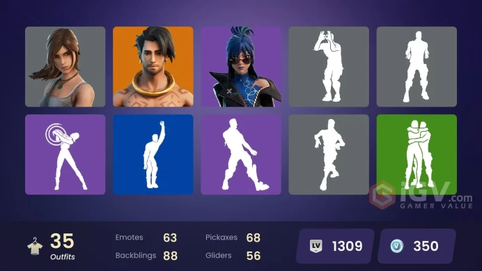 | PC/PSN/XBOX | 35 SKINS | Peter Griffin | Spire Assassin | Raz | Valeria | Kymera | Joey | Blaze | Agent Jones | Tarana | 350 VBUCKS | FpNtG |