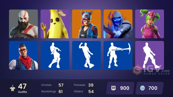 | PC/XBOX | 47 SKINS | Valor | Sorana | Fusion | Ruin | The Prisoner | Carbide | Blackheart | A.I.M. | Lynx | Hybrid | 700 VBUCKS | FoQ7B |