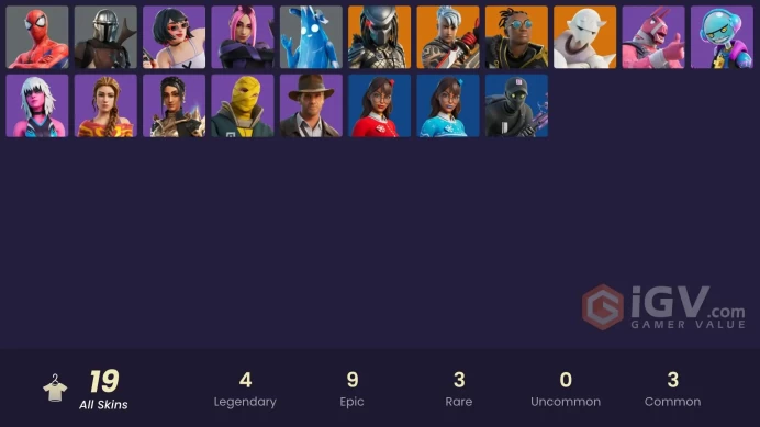 | PC/PSN/XBOX | 19 SKINS | Mandalorian | Ronin | Malik | Predator | Snap | Harlowe | Indiana Jones | Shanta | Haven | 700 VBUCKS | FoPpv |