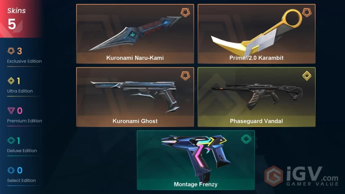 EU / Kuronami Naru-Kami-Prime//2.0 Karambit-Phaseguard Vandal-Kuronami Ghost-V26ACT3 DIAMOND 1  / INSTANT DELİVERY / CHANGEABLE MAİL