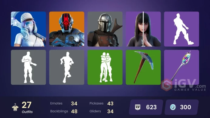 | PC/PSN/XBOX | 27 SKINS | The Foundation | Mandalorian | Predator | Menace | Ronin | The Cube Queen | Torin | Gumbo | 300 VBUCKS | FonKi |