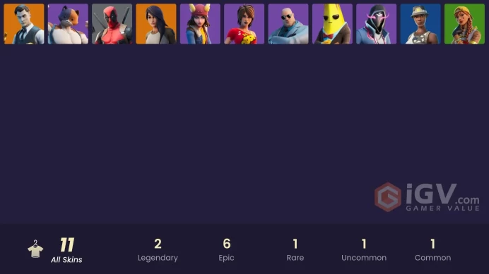 | PC/PSN/XBOX | 11 SKINS | Midas | Gear Specialist Maya | Deadpool | Skye | TNTina | Brutus | Meowscles | Agent Peely | 200 VBUCKS | Fnqwo |