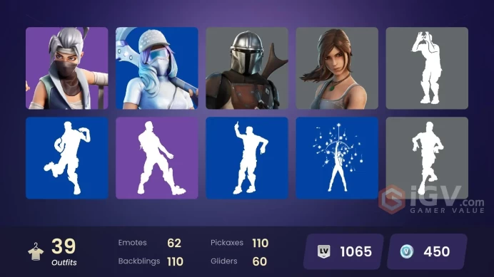| PC | 39 SKINS | Zeus | Hades | Predator | Menace | Mandalorian | Blitz Knight | Korra | Mancake | Reese | Aphrodite | 450 VBUCKS | Fonpv |