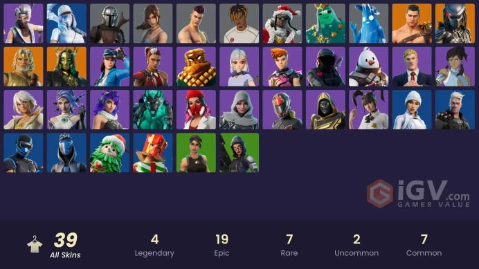 | PC | 39 SKINS | Zeus | Hades | Predator | Menace | Mandalorian | Blitz Knight | Korra | Mancake | Reese | Aphrodite | 450 VBUCKS | Fonpv |