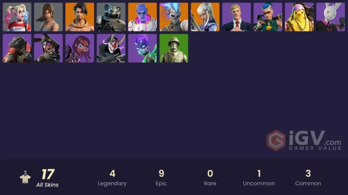 | PC/PSN | 17 SKINS | Renzo the Destroyer | Kymera | Mizuki | Raz | Thunder | Imani | Stray | Lara Croft | Cluck | Tarana | 100 VBUCKS | FniU3 |