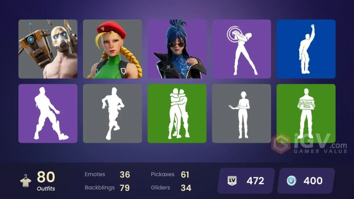 | PC/PSN | 80 SKINS | Peter Griffin | Valeria | Bernie | Blitz Knight | Gwenpool | Korra | Poseidon | Reboot Man | Hope | 400 VBUCKS | Fnfg6 |