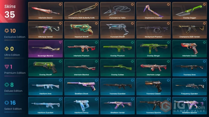 EU 35 skins | Kuronami no Yaiba | Champions 2025 Butterfly Knife | Champions 2025 Vandal | Kuronami Sheriff | Nocturnum Phantom | Daydreams Crow