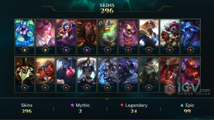 [D153] NA/EUW/OCE/JP/ 172 heroes / 296skins /  Instant Delivery/ Can change bound email and password/Can be transferred to any server