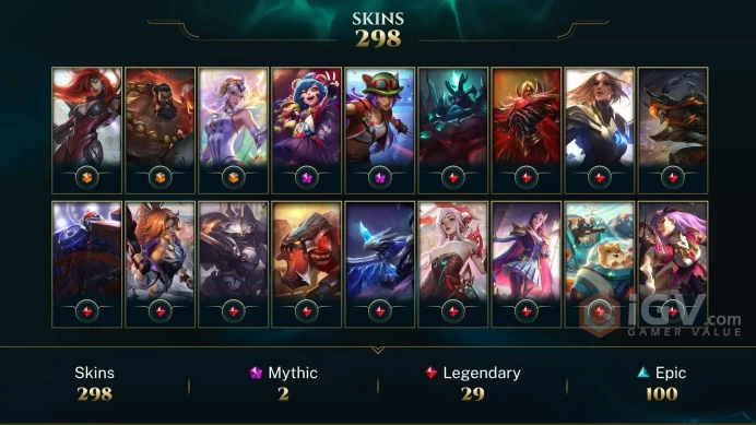 [D151] NA/EUW/OCE/JP/ 172 heroes / 298skins /  Instant Delivery/ Can change bound email and password/Can be transferred to any server