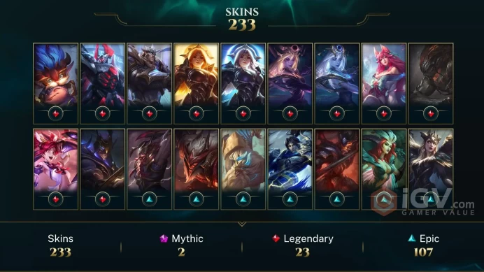 [D155] NA/EUW/OCE/JP/ 172 heroes / 233skins /  Instant Delivery/ Can change bound email and password/Can be transferred to any server