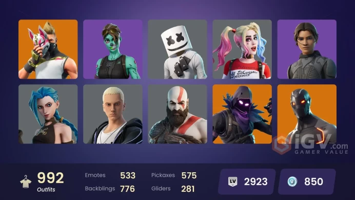FA / 983 SKINS / THE REAPER / LEVIATHAN AXE / UNCHAINED RAMIREZ / OMEGA (STAGE 5) / GOLD KRATOS / OG STW
