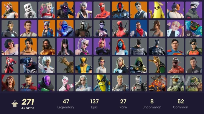 FA / 243 SKINS / MASTER CHIEF / GOLD MIDAS / NARUTO UZUMAKI / OG STW