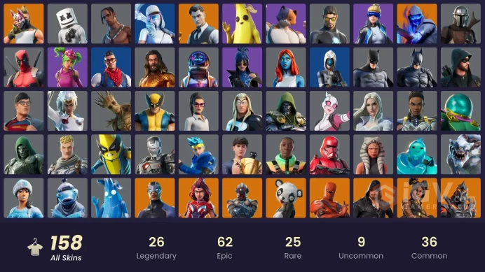 FA / 153 SKINS / TRAVIS SCOTT / ASTRO JACK / GOLD MIDAS / RAINBOW RACER