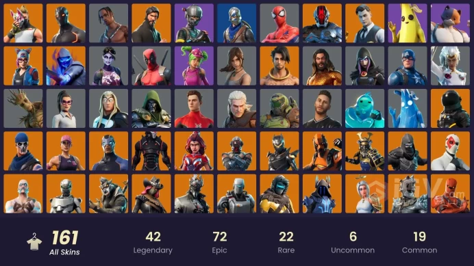 FA / 156 SKINS / EON / TRAVIS SCOTT / THE REAPER / BLUE SQUIRE / ROYALE KNIGHT / TAKE THE L / ELITE AGENT / OG STW