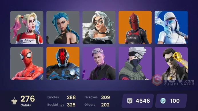 FA / 271 SKINS / ARCANE JINX / ARCANE VI / AURA ANALYZER / XANDER / FNCS RENEGADE