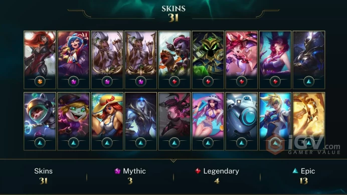 EUW EMAIL CHANGEABLE 54 CHAMPIONS 31 SKINS Prestige Bewitching Miss Fortune (2022) 2X LAST PLAY 2024