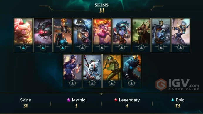 EUW EMAIL CHANGEABLE 54 CHAMPIONS 31 SKINS Prestige Bewitching Miss Fortune (2022) 2X LAST PLAY 2024