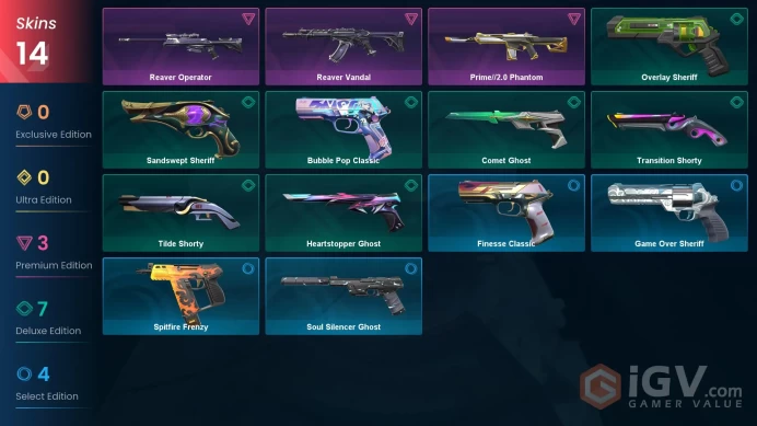 AP 14 skins | Reaver Vandal | Reaver Operator | Prime//2.0 Phantom | Sandswept Sheriff | Comet Ghost | Heartstopper Ghost | V0220