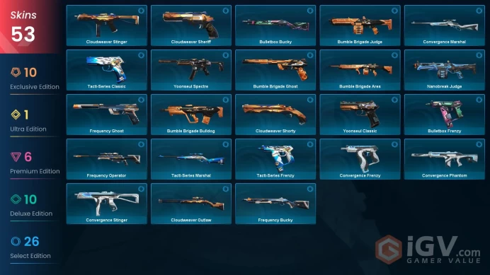 NA/USA 43425 Spent VP Prime//2.0 Karambit Spectrum Phantom Neo Frontier Marshal ChronoVoid Vandal Forsaken Vandal Ion Vandal Valiant Hero Operat