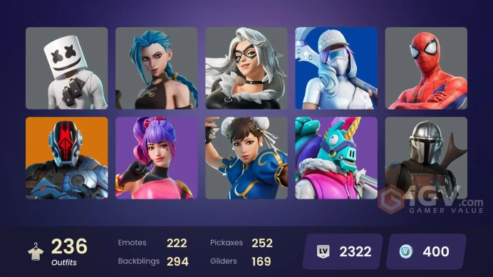 [PC/PSN/XBOX/Nintendo] 236 skins F/A :  Arcane Jinx | Elite Zadie | Son Goku | Frostbite | Optimus Prime | Peter Griffin | Mizuki | Joey | Nezum