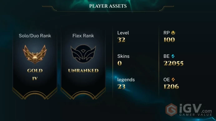 [EUW] | Gold IV  | Champion 23 | 19K BE+ |  LVL 30 |  | Full Access | Instant Delivery |Unverified Email | S2