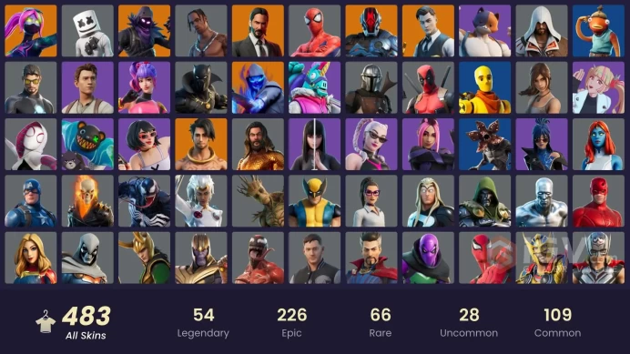 [PC/PSN/XBOX/NIN] 483 skins | Travis Scott | Merry mint axe | Gold Meowscles | Gold Brutus | Master Chief (Matte Black) | Snake Eyes |