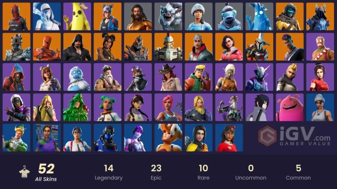 PC/PSN/Xbox/Nintendo 51 skins Leviathan Axe | Carbon Commando | Fade | The Prisoner | The Ice King | Zenith | Blackheart | Eternal Knight | Lynx