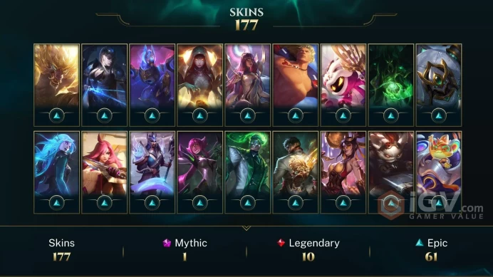 [D159] NA/EUW/OCE/JP/ 168 heroes / 177skins /  Instant Delivery/ Can change bound email and password/Can be transferred to any server