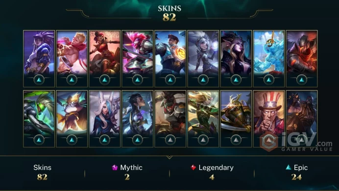 [D160] NA/EUW/OCE/JP/ 142 heroes / 82skins /  Instant Delivery/ Can change bound email and password/Can be transferred to any server