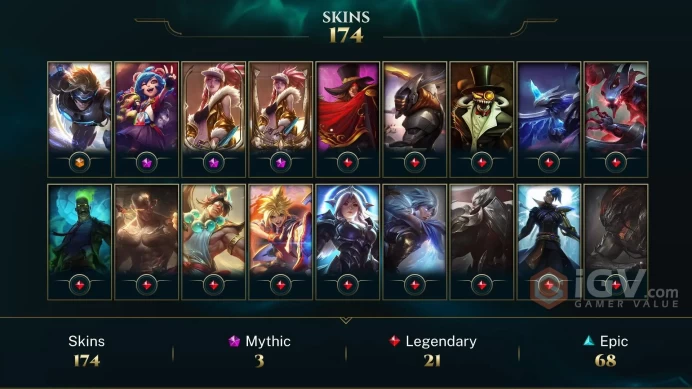 [D161] NA/EUW/OCE/JP/ 158 heroes / 174skins /  Instant Delivery/ Can change bound email and password/Can be transferred to any server