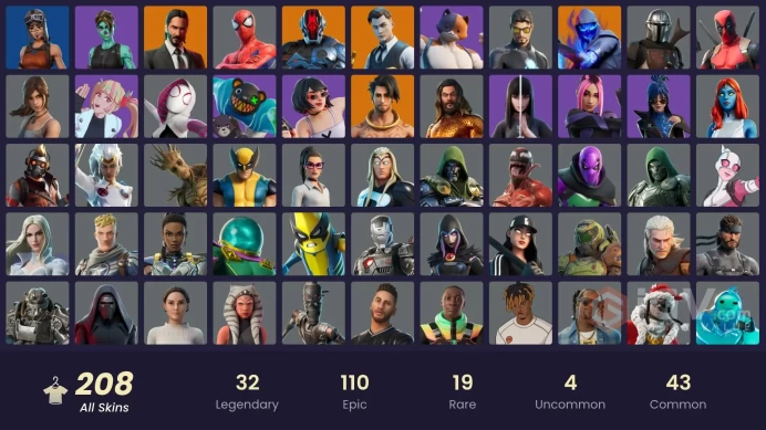 (PC PSN XBOX) 208 skins | OG STW | Renegade Raider | Gold Midas | John Wick | Era | Paradigm (Reality-659) | Spire Assassin | Fade | Kymera | Op