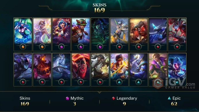[D158] NA/EUW/OCE/JP/ 172 heroes / 169skins /  Instant Delivery/ Can change bound email and password/Can be transferred to any server