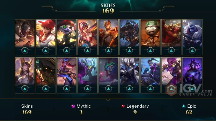 [D158] NA/EUW/OCE/JP/ 172 heroes / 169skins /  Instant Delivery/ Can change bound email and password/Can be transferred to any server