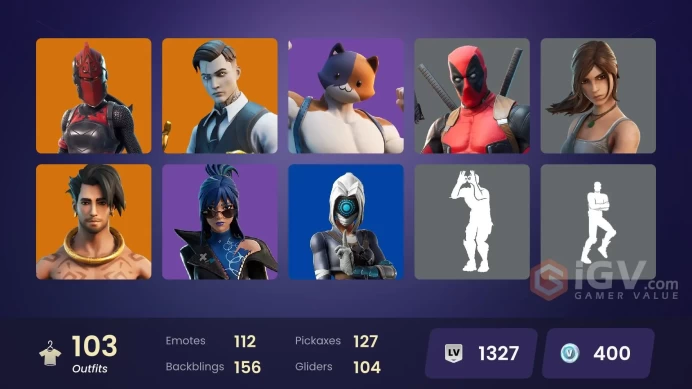 100 Skins Fa / Lara Croft / Loki / Knight Conqueror / Red Knight / gs040