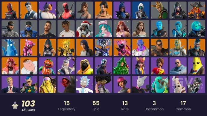 100 Skins Fa / Lara Croft / Loki / Knight Conqueror / Red Knight / gs040